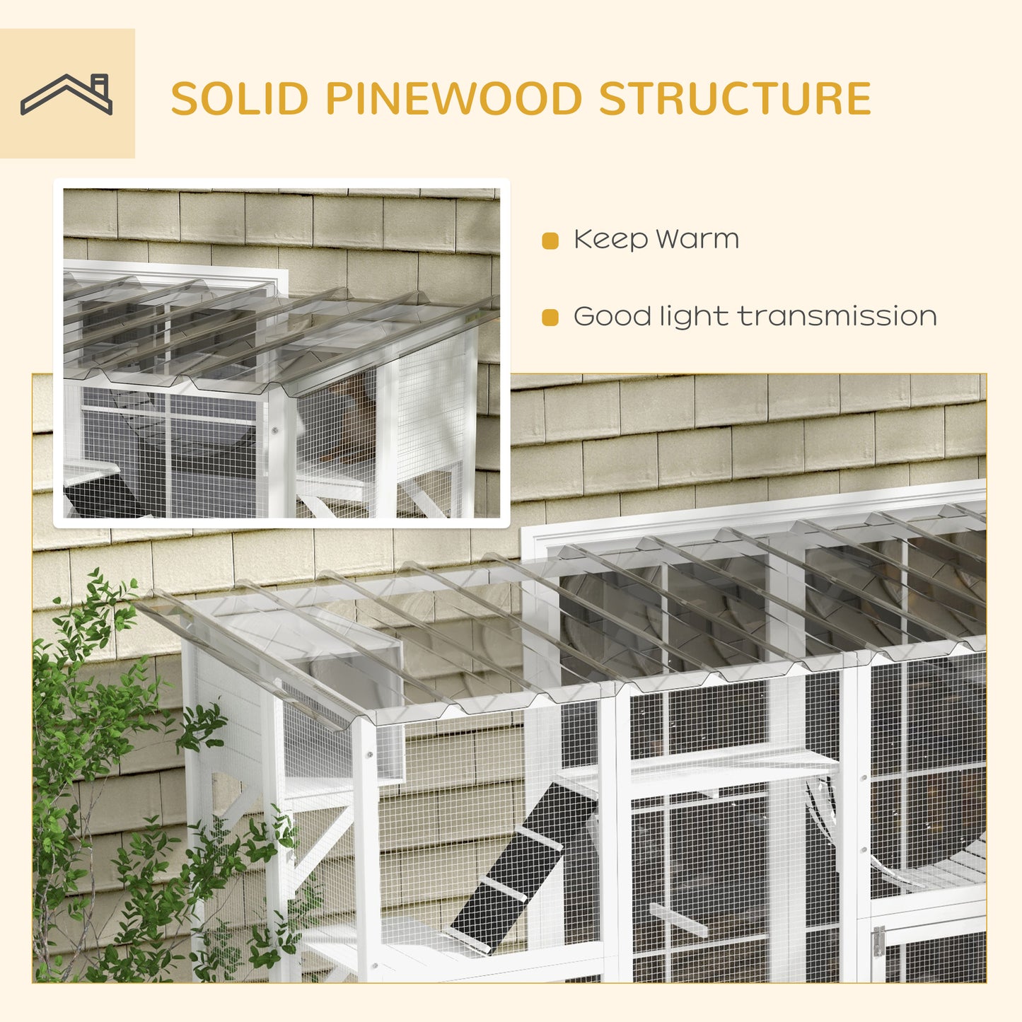 Cat Window Box , Large Catio with Shelves & Bridges, Outside Enclosure for Multiple Cats, White