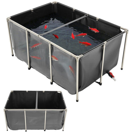 Canvas Fish Pond Above Ground Koi Tank 270 Gal With Clear Viewing Panel
