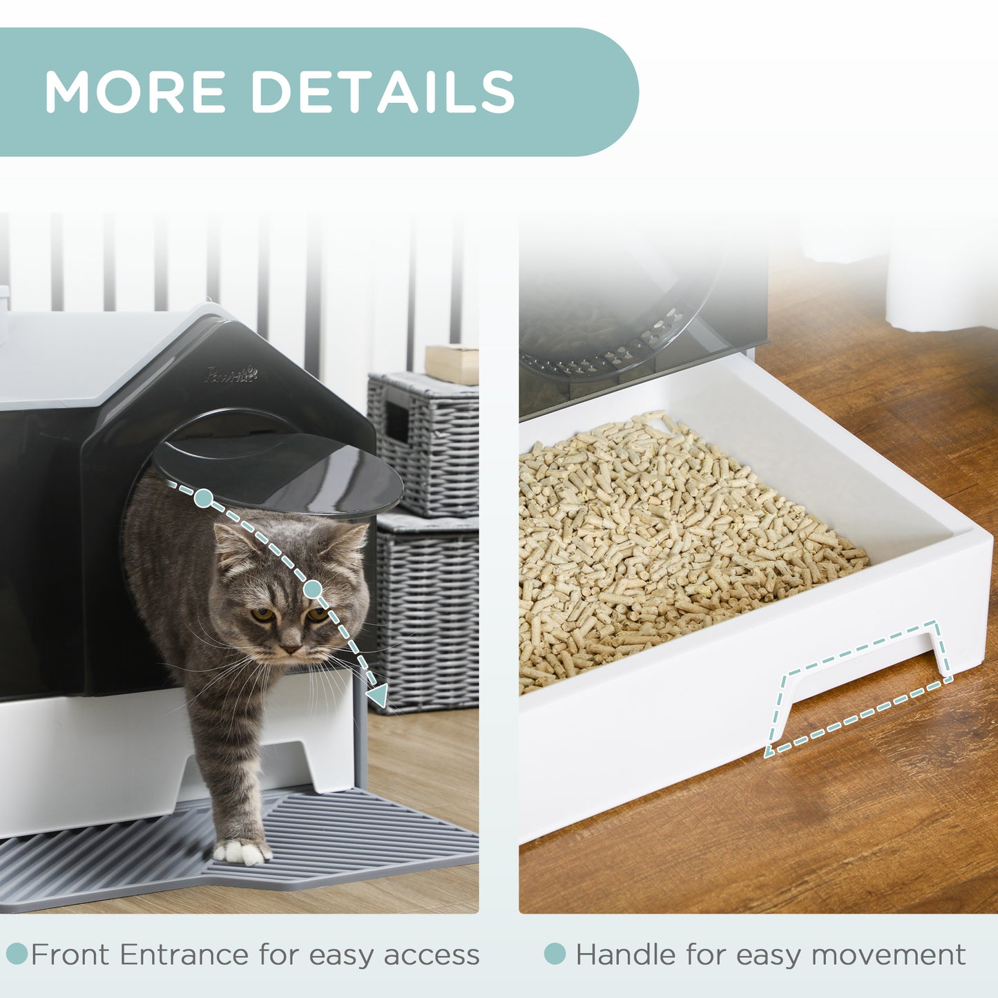 Hooded Cat Litter Box w/ Litter Mat