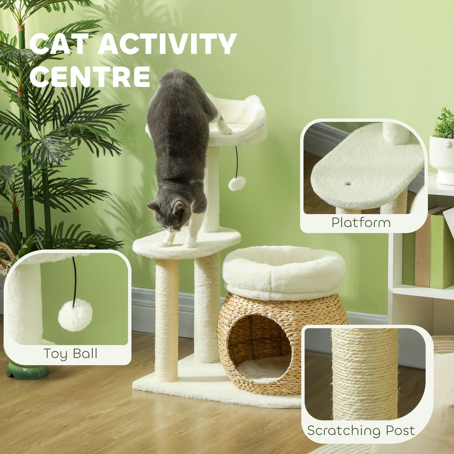 31" Cat Tree Tower with Scratching Posts