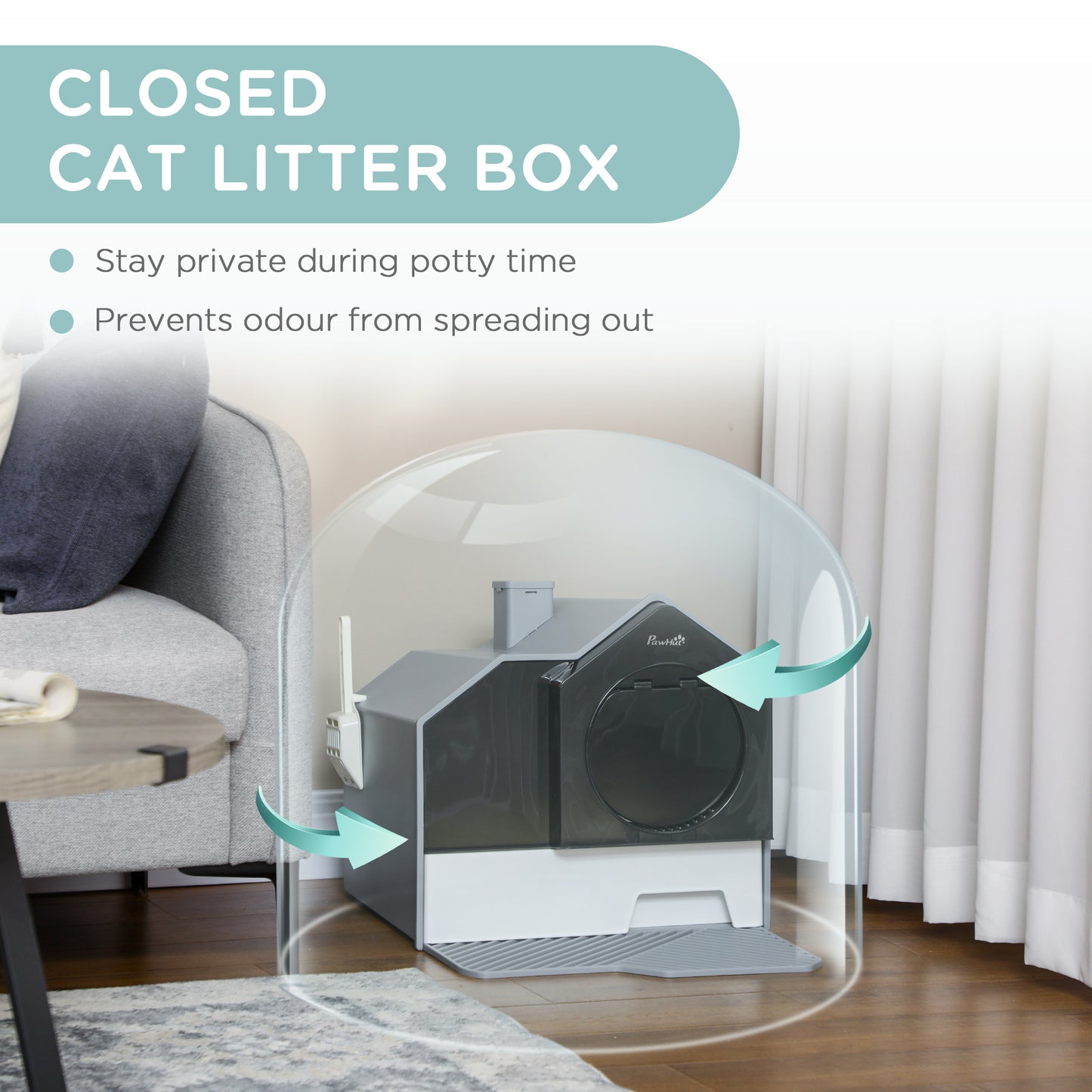 Hooded Cat Litter Box w/ Litter Mat
