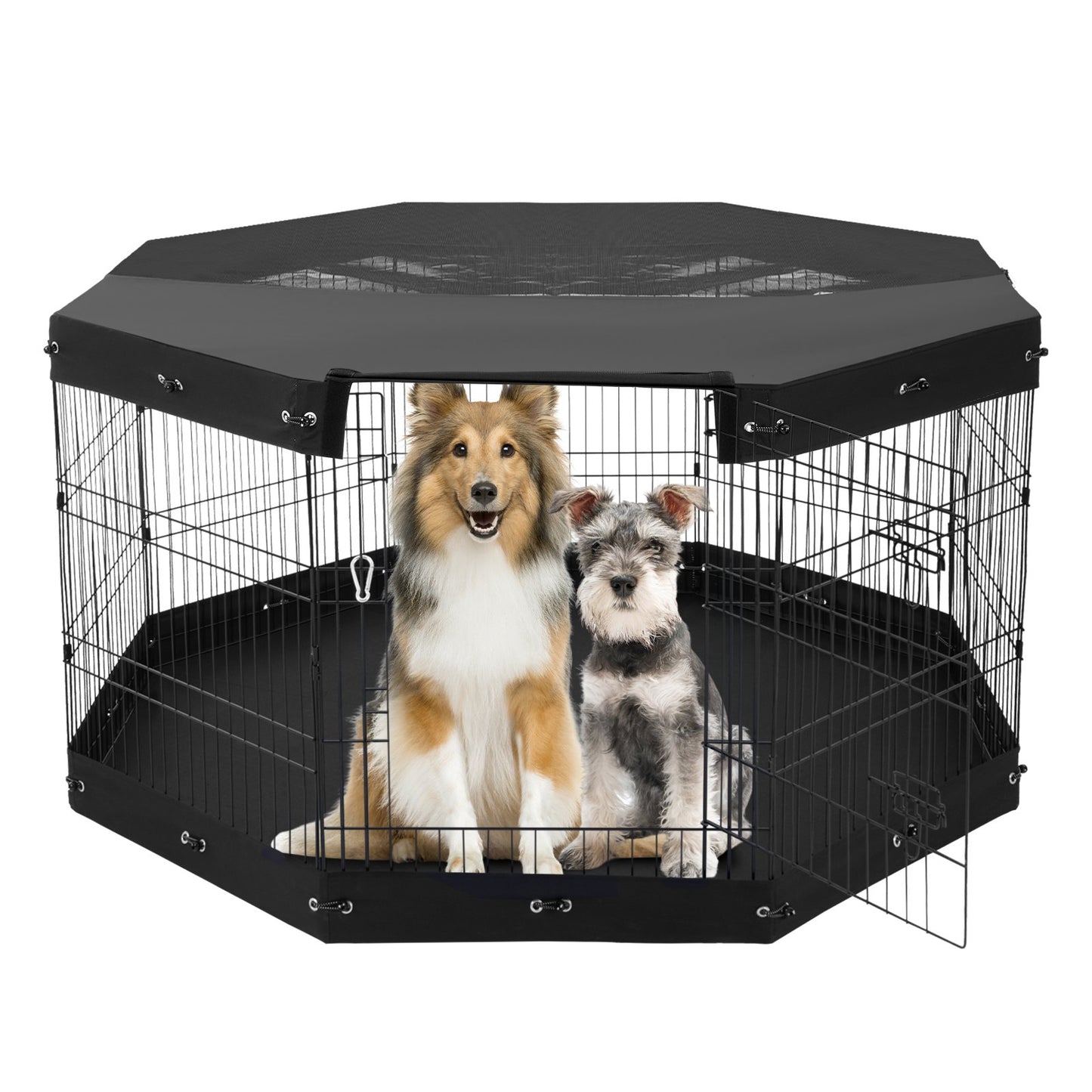 Dog Playpen 8 Panels Foldable Metal Dog Exercise Pen With Pad Cover 30"H