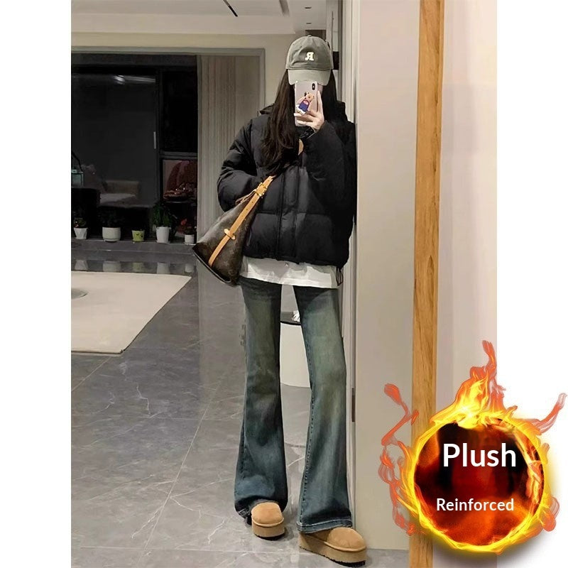 American-style Vintage Khaki Flared High-waist Brown Maillard Loose Floor-length Pants